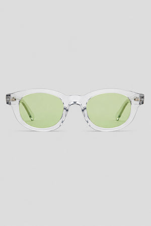 Olivier Marel Cortina '04 green polarized round sunglasses in acetate, front view