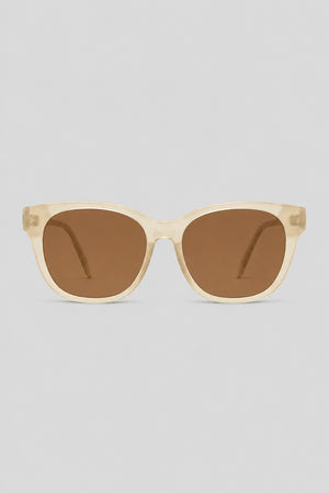 Olivier Marel Courchevel '75 champagne polarized cat-eye sunglasses, side profile, women's fit