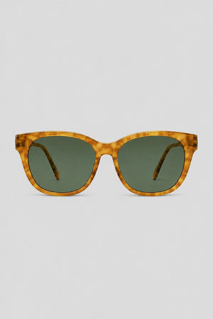 Olivier Marel Courchevel '75 green polarized cat-eye sunglasses, side profile, women's fit