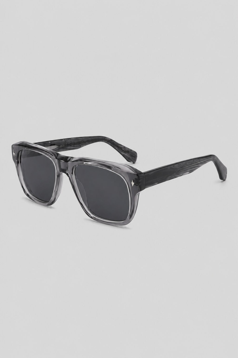 Olivier Marel Estoril '29 clear gray square sunglasses, side profile, men's fit