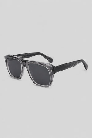 Olivier Marel Estoril '29 clear gray square sunglasses, side profile, men's fit