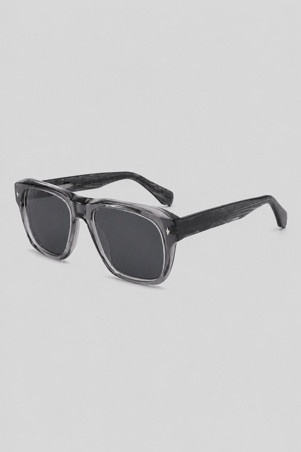 Olivier Marel Estoril '29 clear gray square sunglasses, side profile, men's fit
