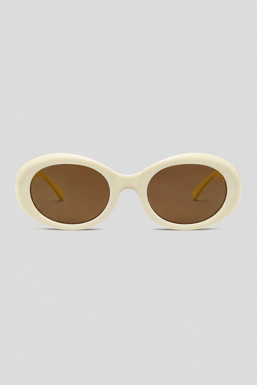 Olivier Marel Gstaad '25 cream polarized oval sunglasses in acetate, front view