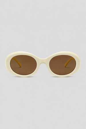 Olivier Marel Gstaad '25 cream polarized oval sunglasses in acetate, front view