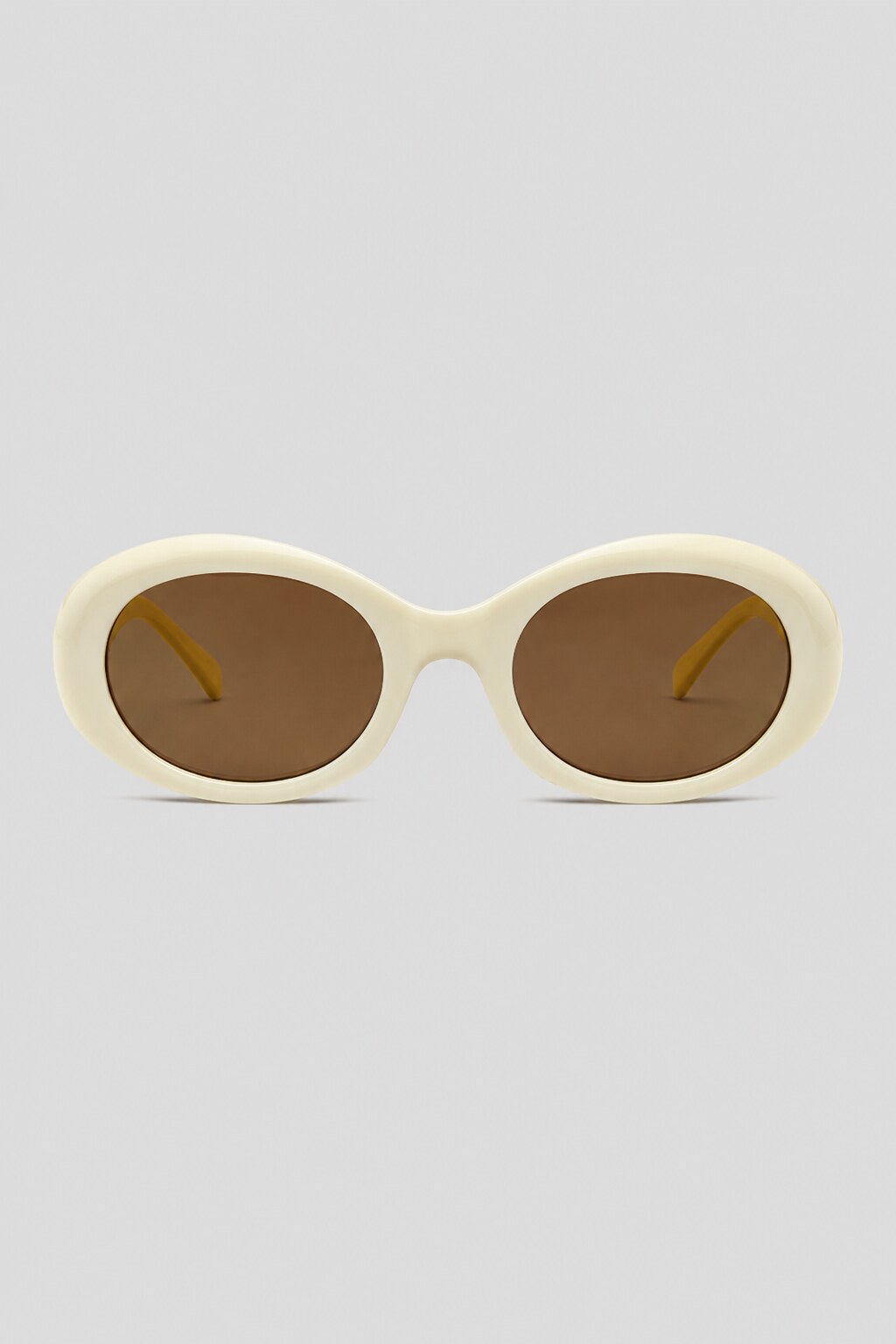 Olivier Marel Gstaad '25 cream polarized oval sunglasses in acetate, front view