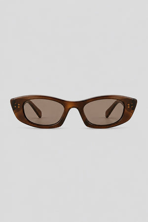 Olivier Marel Hallstatt '33 brown polarized rectangle sunglasses in acetate, front view