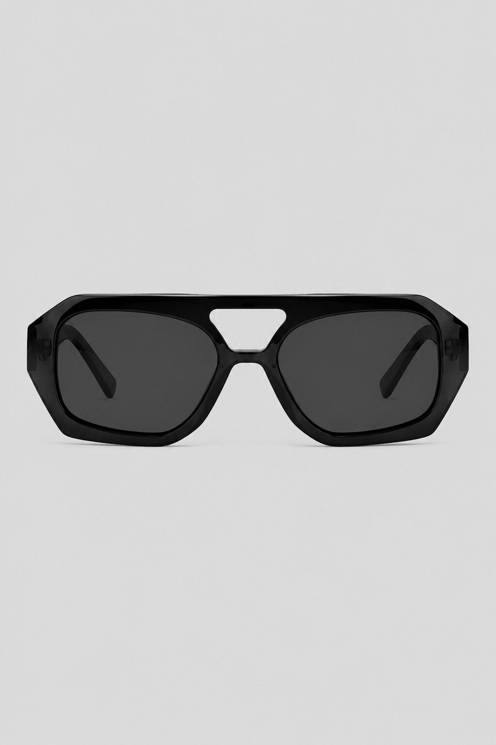 Olivier Marel Hydra '55 black polarized geometric sunglasses in acetate, front view