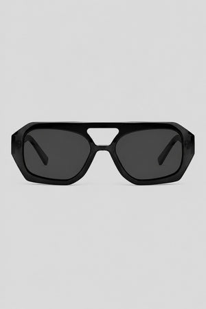 Olivier Marel Hydra '55 black polarized geometric sunglasses in acetate, front view