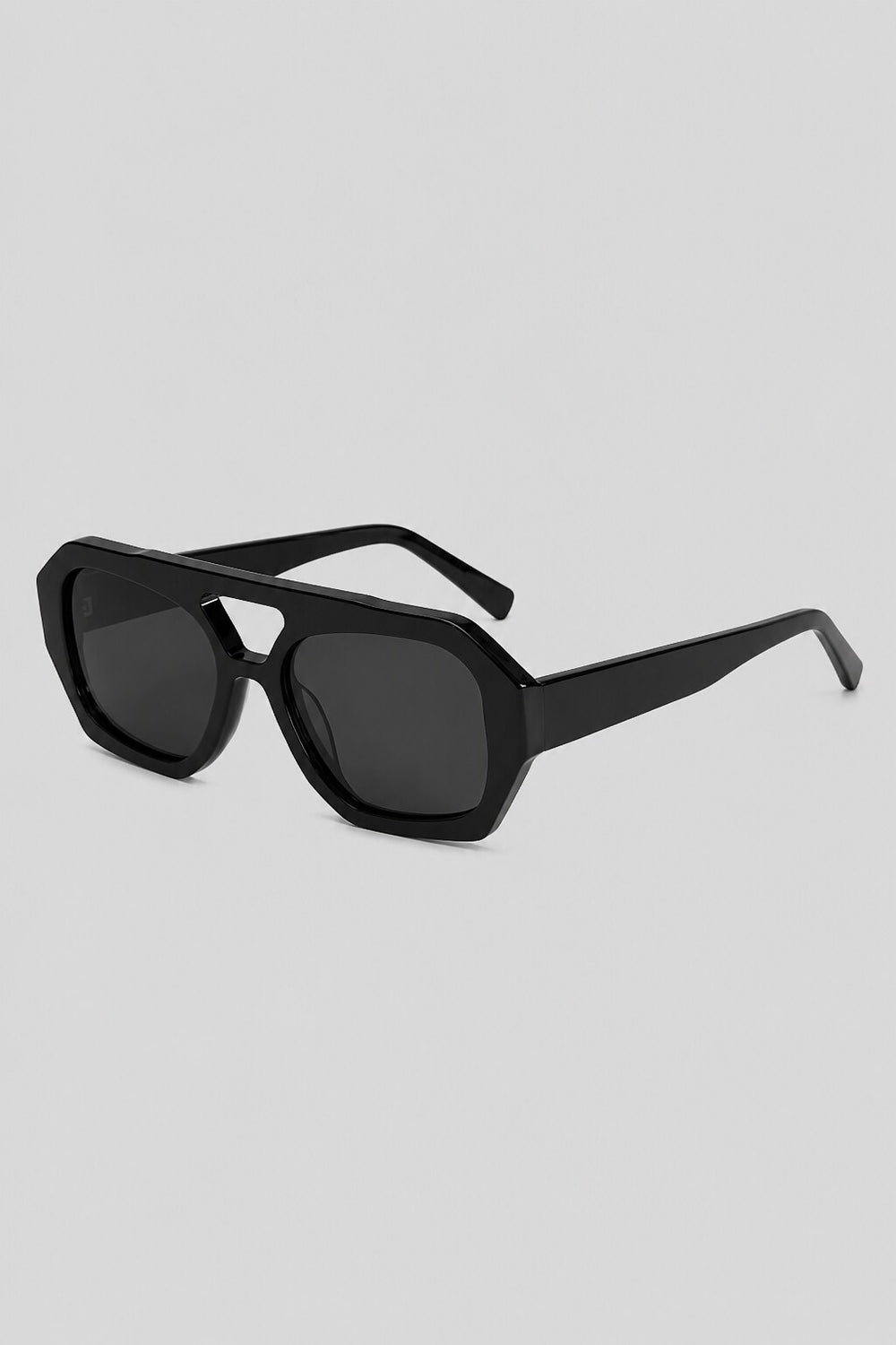 Olivier Marel Hydra '55 black polarized geometric sunglasses, side profile, men's fit