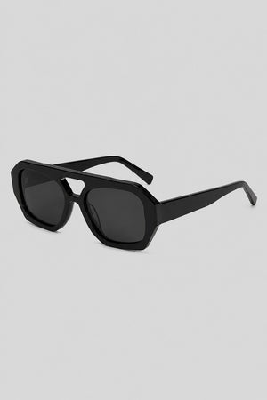 Olivier Marel Hydra '55 black polarized geometric sunglasses, side profile, men's fit