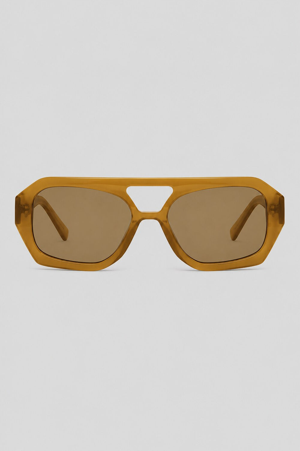 Olivier Marel Hydra '55 brown polarized geometric sunglasses in acetate, front view