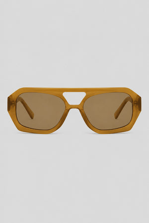 Olivier Marel Hydra '55 brown polarized geometric sunglasses in acetate, front view