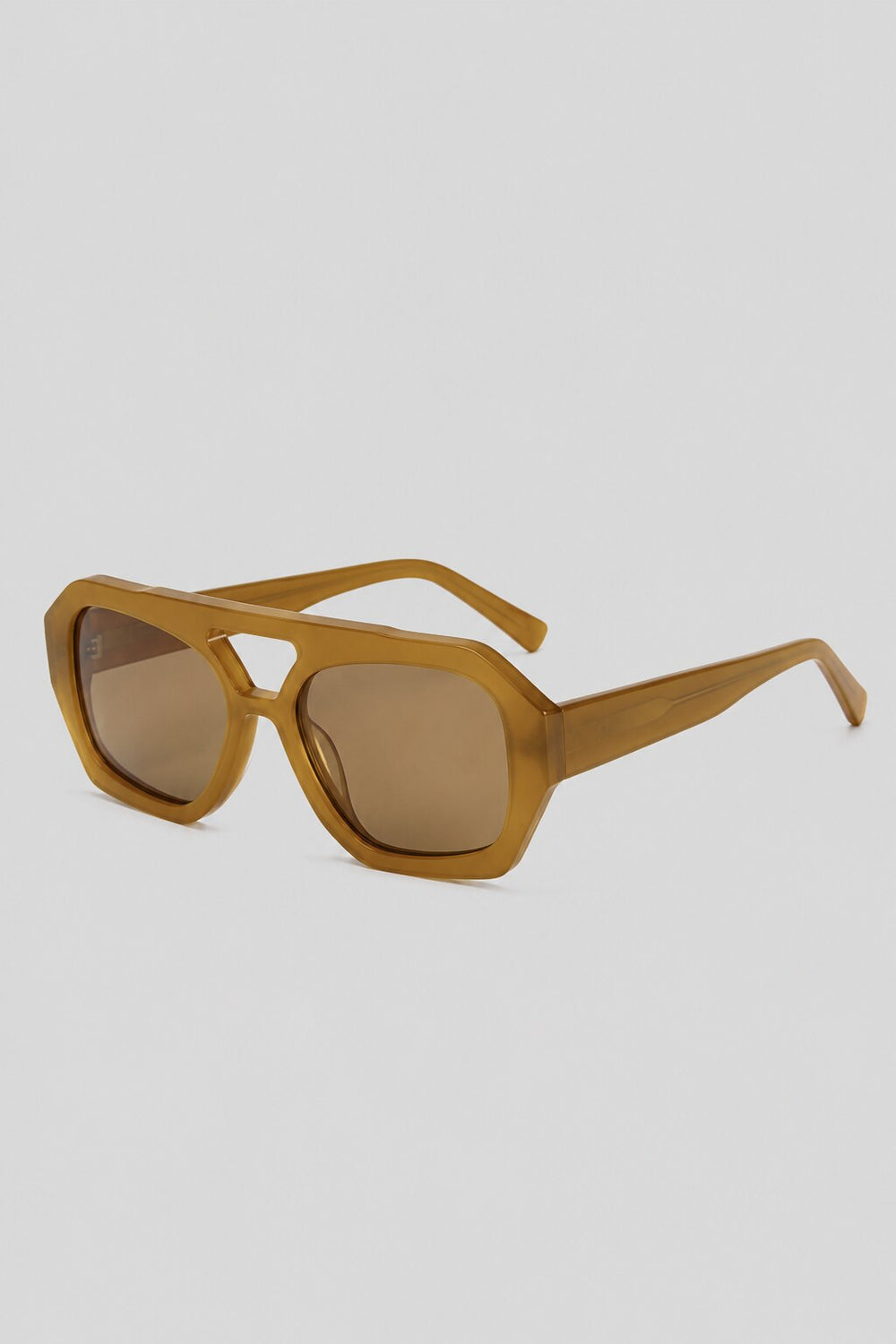 Olivier Marel Hydra '55 brown polarized geometric sunglasses, side profile, men's fit