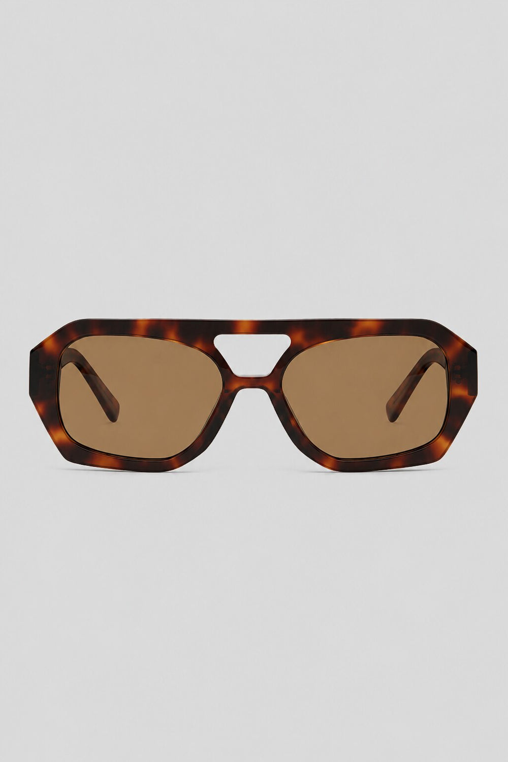 Olivier Marel Hydra '55 brown tortoise polarized geometric sunglasses in acetate, front view