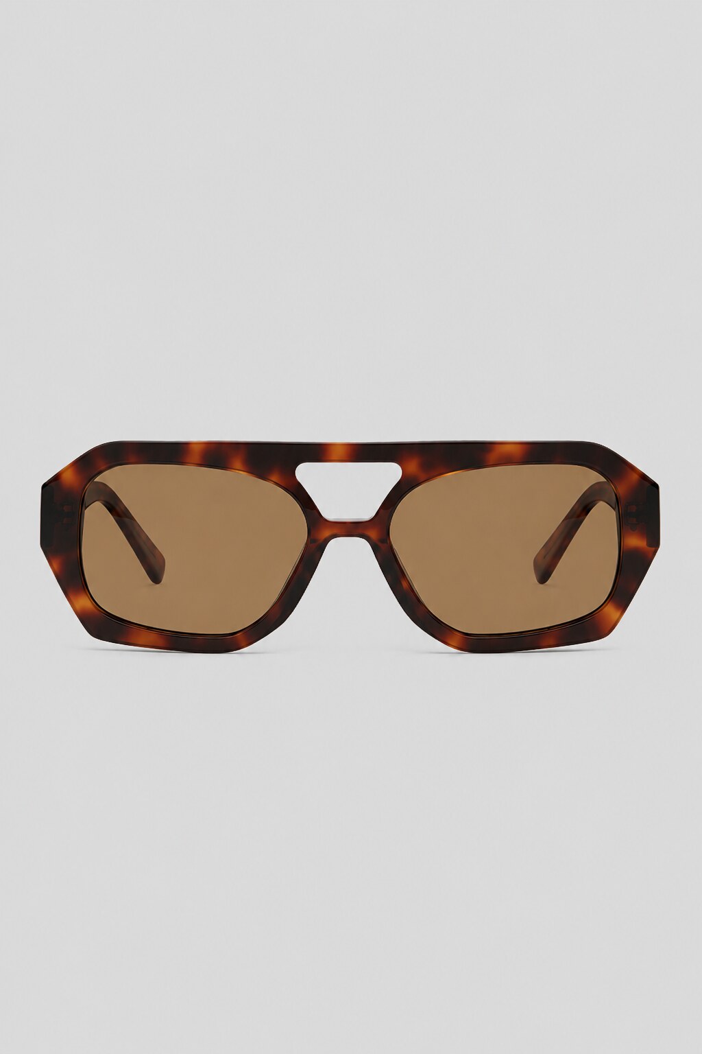 Olivier Marel Hydra '55 brown tortoise polarized geometric sunglasses in acetate, front view