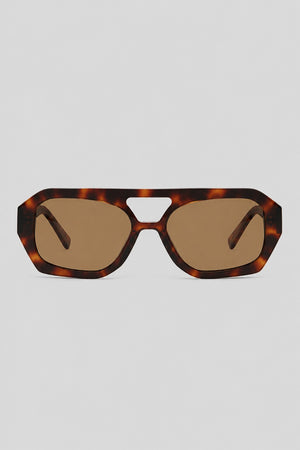 Olivier Marel Hydra '55 brown tortoise polarized geometric sunglasses in acetate, front view