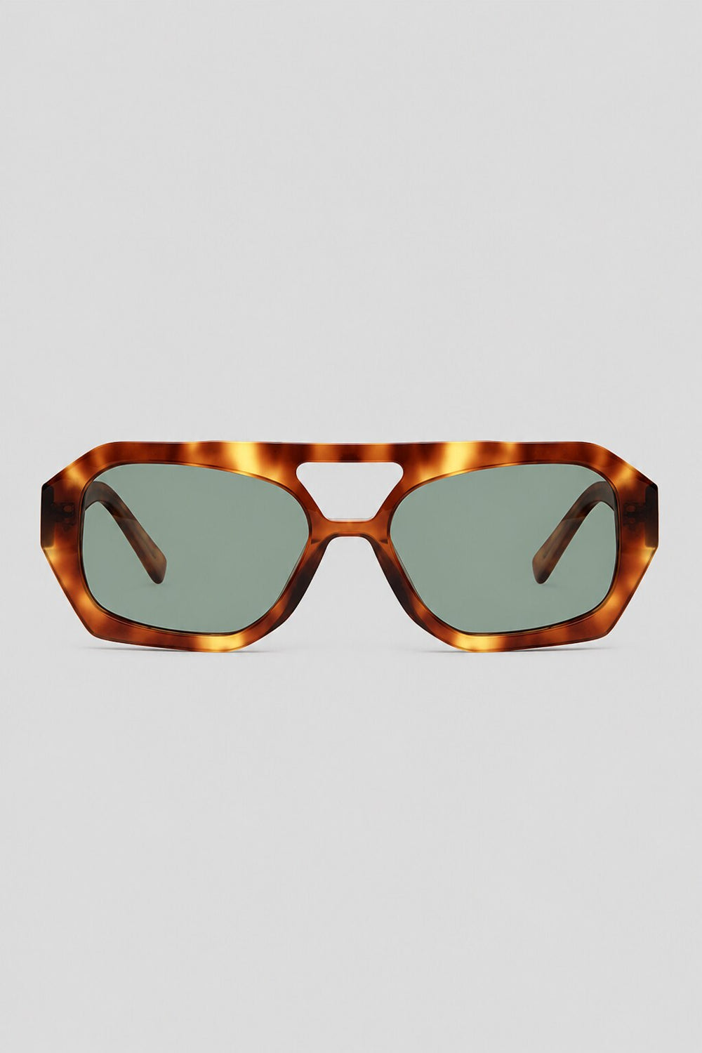 Olivier Marel Hydra '55 green tortoise polarized geometric sunglasses in acetate, front view