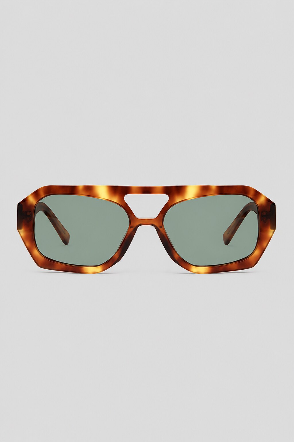 Olivier Marel Hydra '55 green tortoise polarized geometric sunglasses in acetate, front view