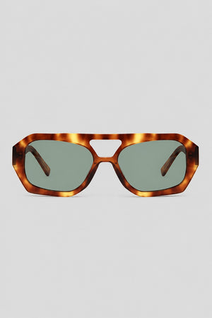 Olivier Marel Hydra '55 green tortoise polarized geometric sunglasses in acetate, front view
