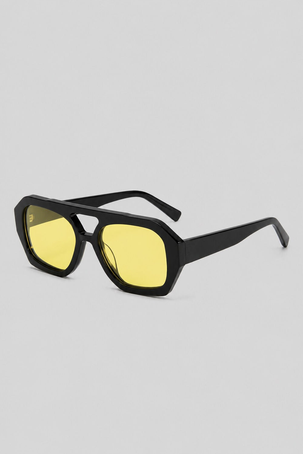 Olivier Marel Hydra '55 yellow polarized geometric sunglasses, side profile, men's fit
