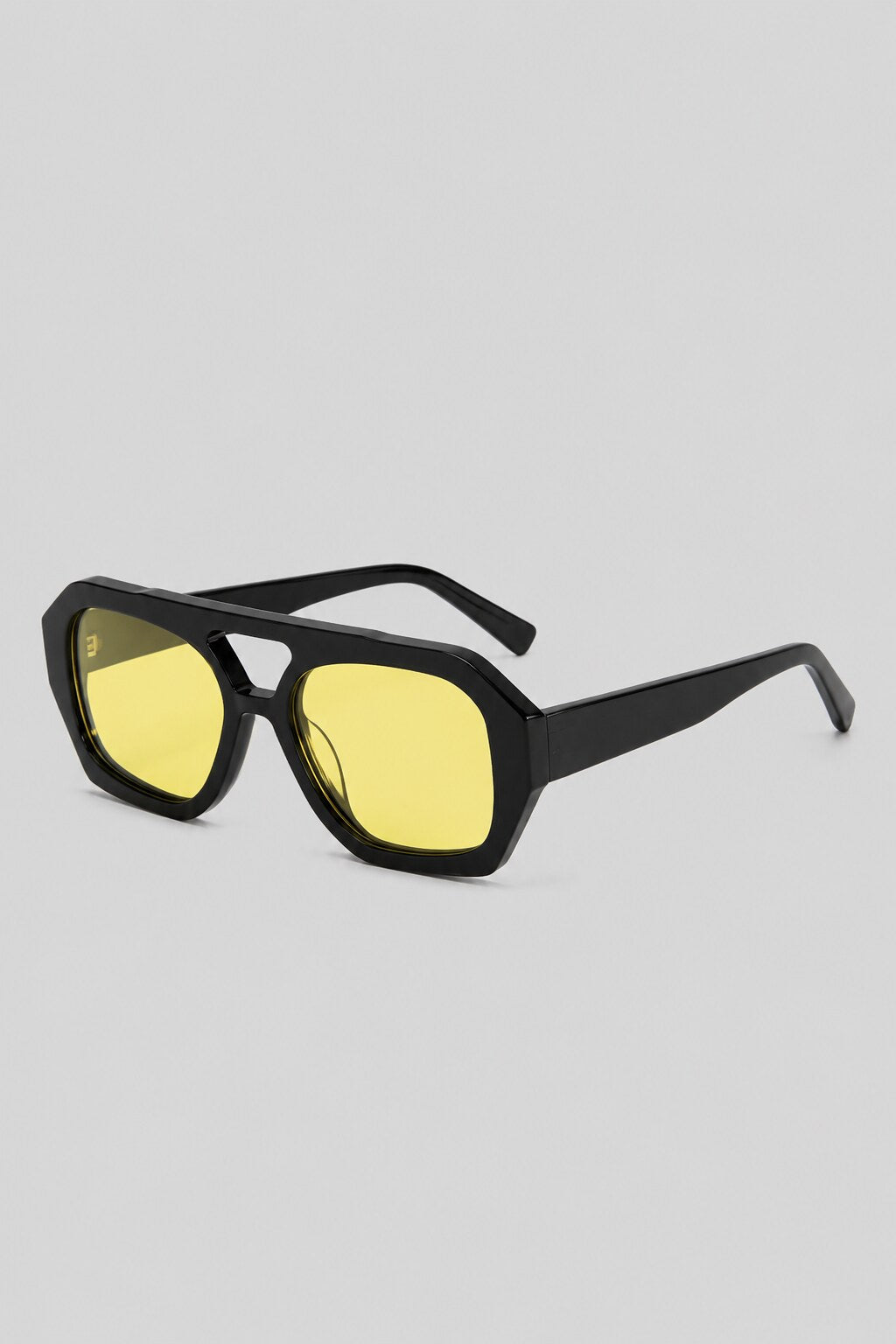 Olivier Marel Hydra '55 yellow polarized geometric sunglasses, side profile, men's fit