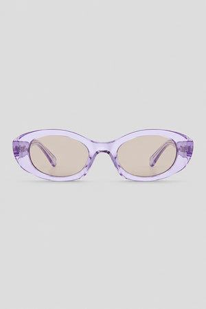 Olivier Marel Ibiza '39 lilac polarized oval sunglasses in acetate, front view