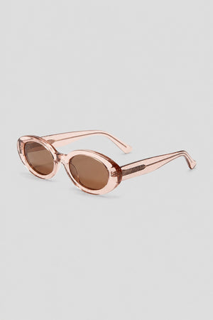 Olivier Marel Ibiza '39 pink polarized oval sunglasses, side profile, women's fit