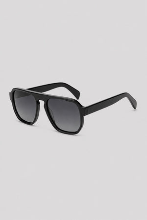 Olivier Marel Interlaken '97 black polarized aviator sunglasses, side profile, men's fit