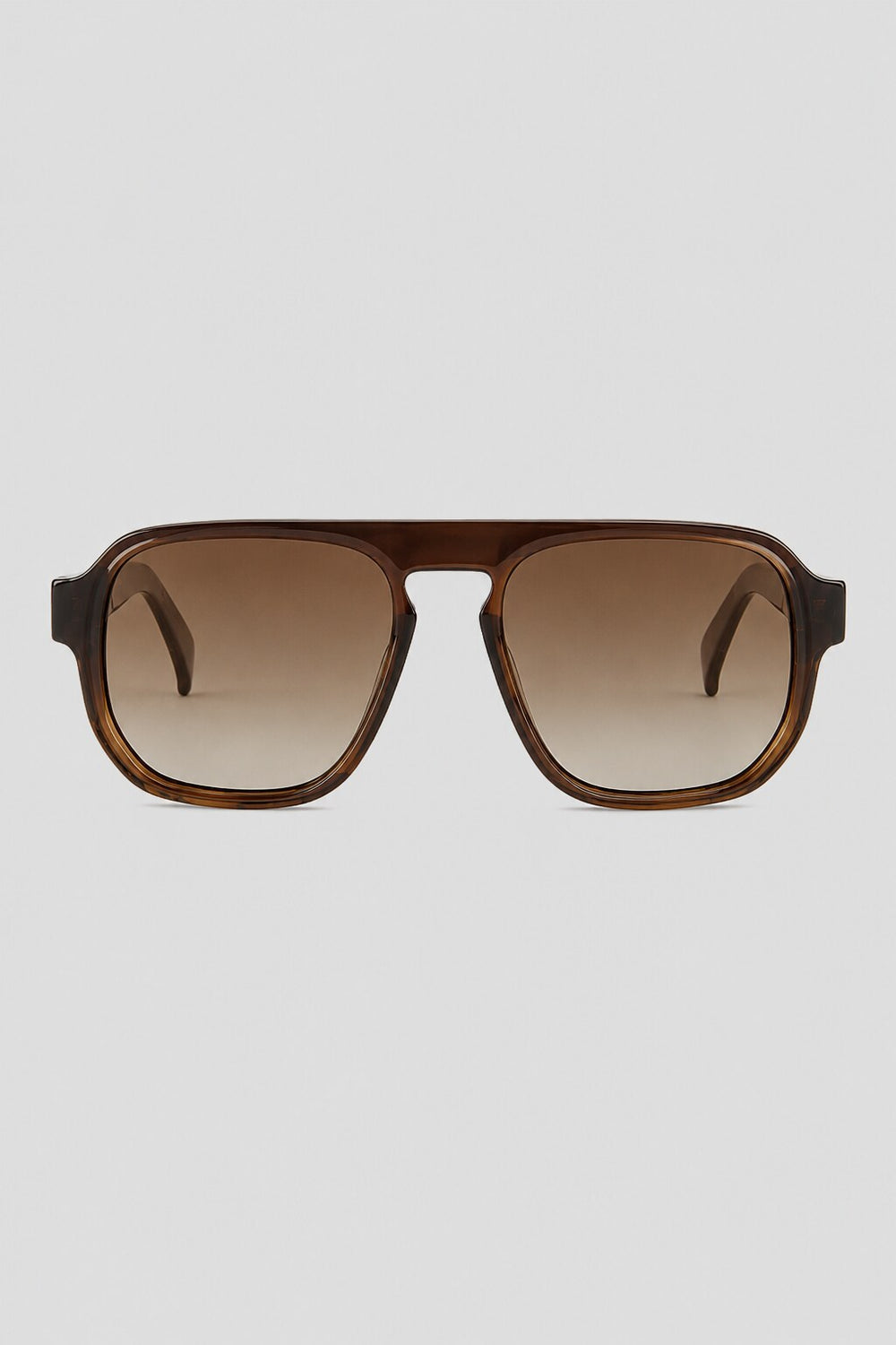 Olivier Marel Interlaken '97 brown polarized aviator sunglasses in acetate, front view