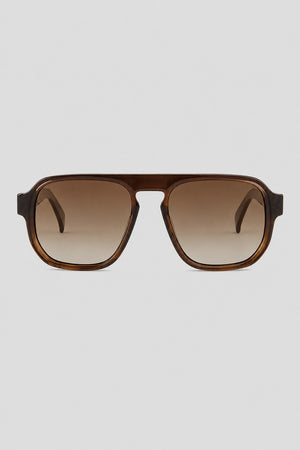 Olivier Marel Interlaken '97 brown polarized aviator sunglasses in acetate, front view