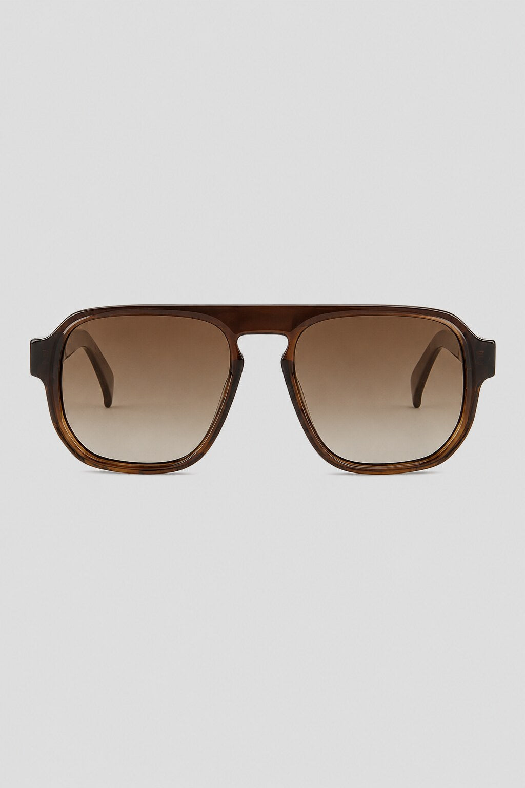 Olivier Marel Interlaken '97 brown polarized aviator sunglasses in acetate, front view