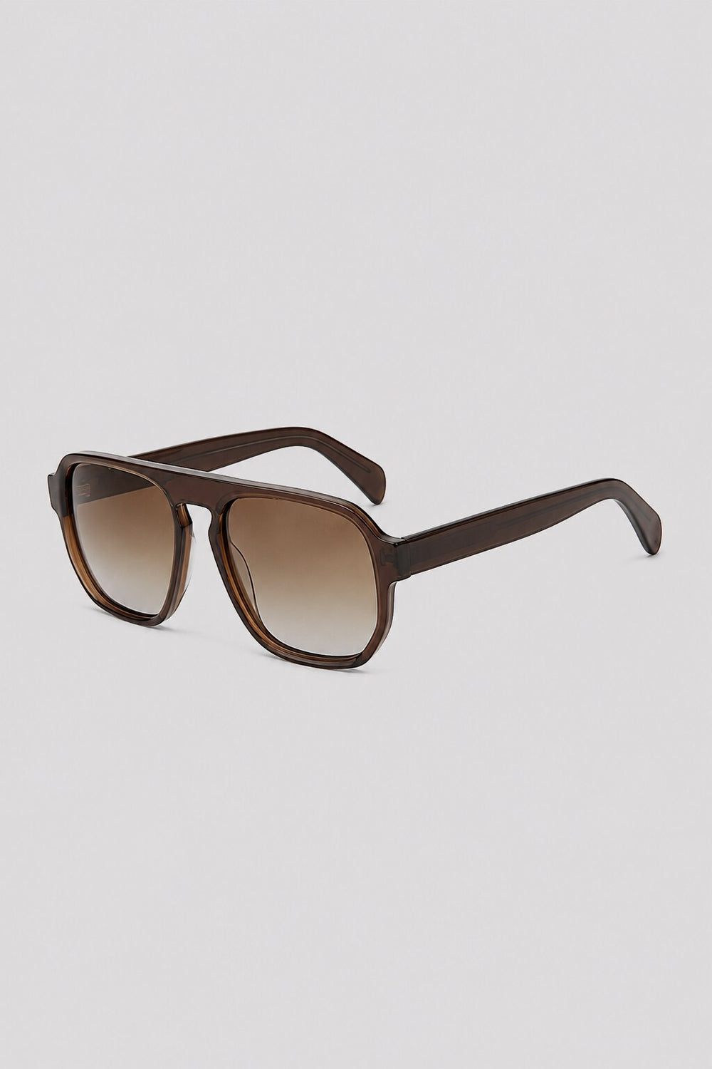 Olivier Marel Interlaken '97 brown polarized aviator sunglasses, side profile, men's fit