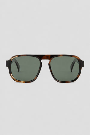 Olivier Marel Interlaken '97 tortoiseshell polarized aviator sunglasses in acetate, front view