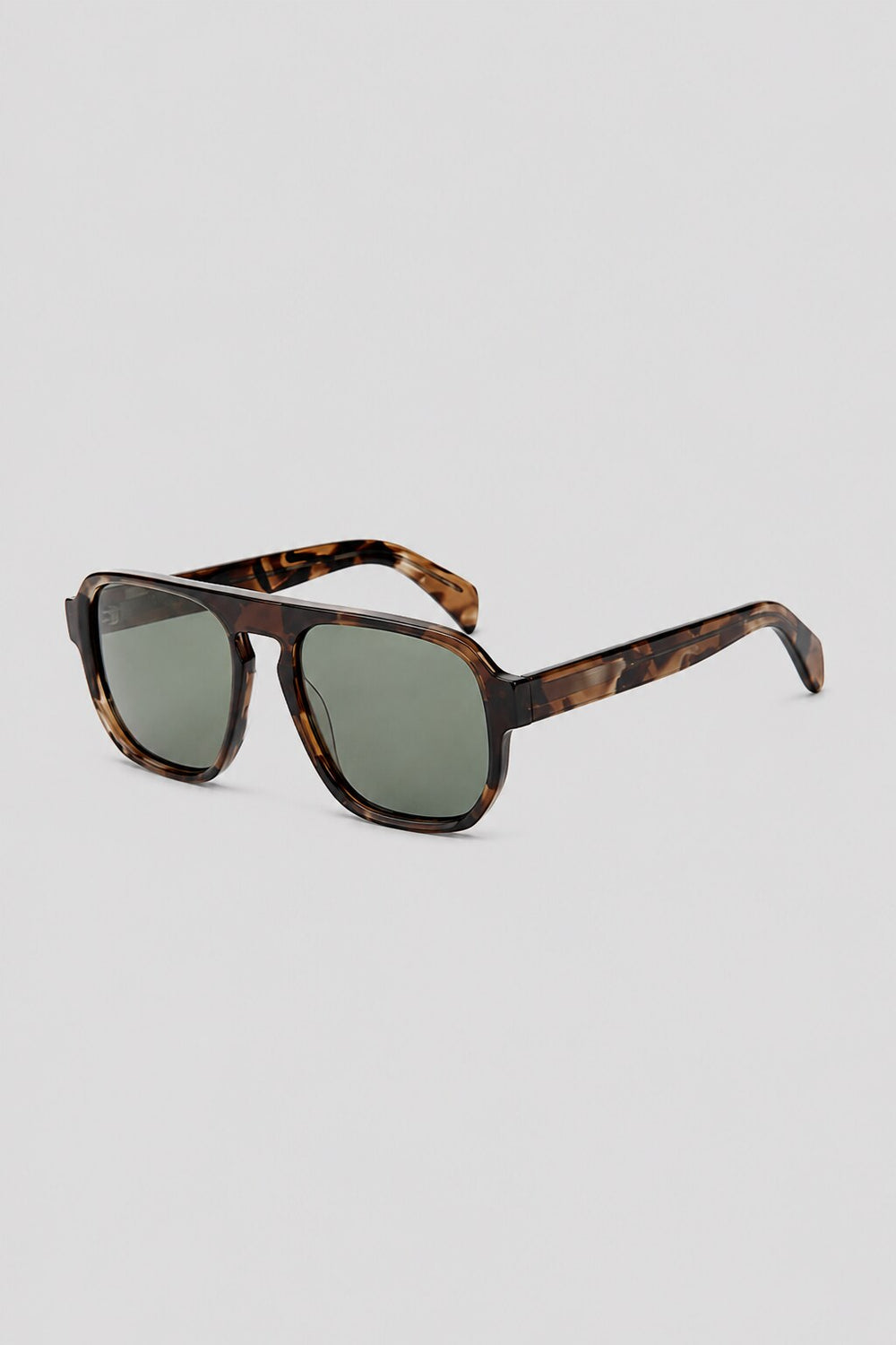 Olivier Marel Interlaken '97 tortoiseshell polarized aviator sunglasses, side profile, men's fit