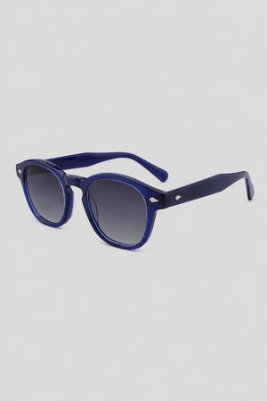 Olivier Marel Lagos '14 blue round sunglasses, side profile, unisex fit