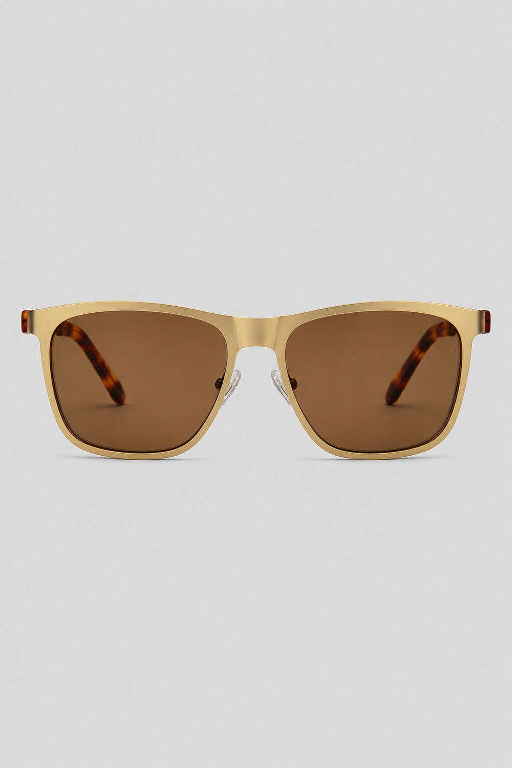 Olivier Marel Lisbon '63 gold polarized square sunglasses in metal, front view