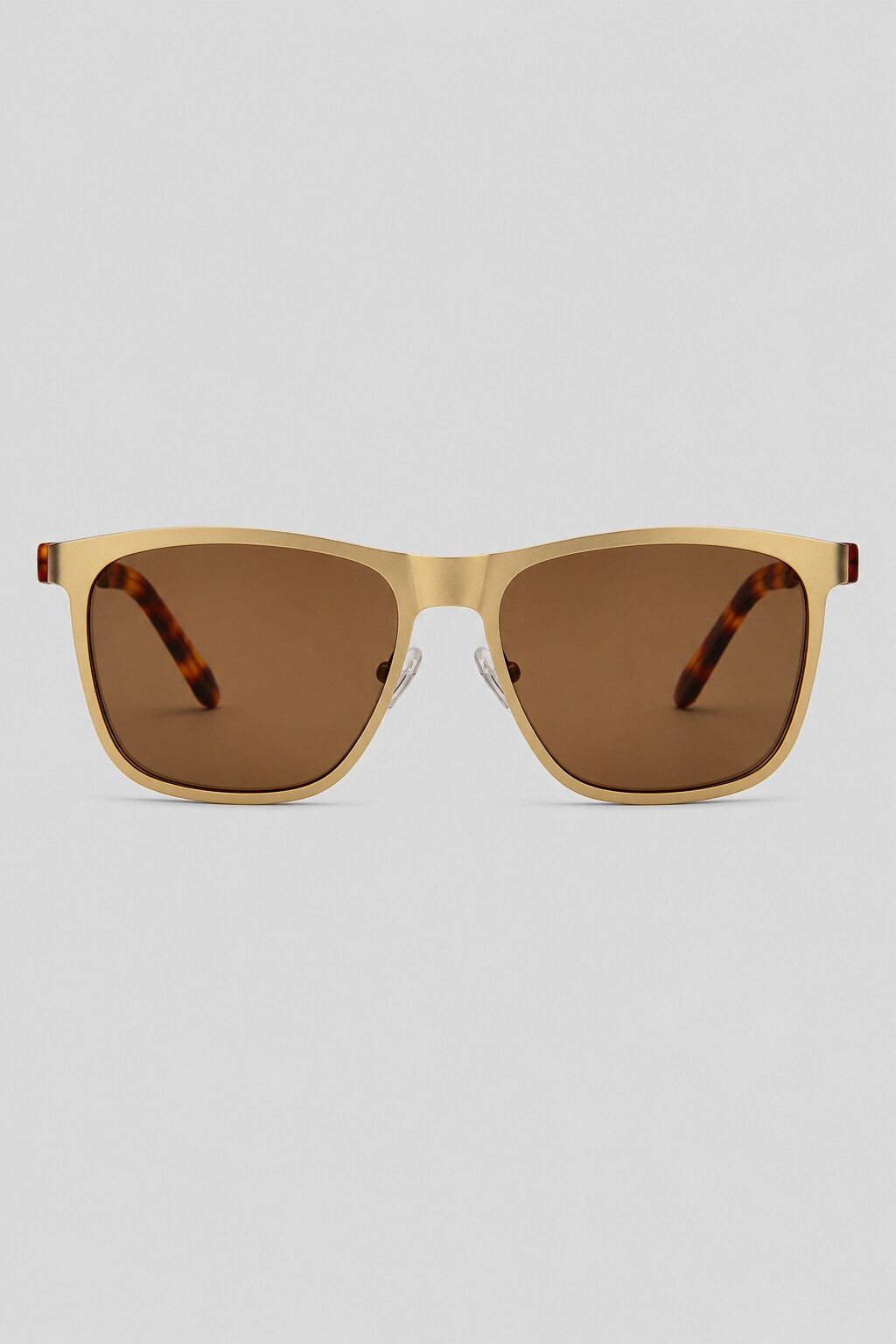 Olivier Marel Lisbon '63 gold polarized square sunglasses in metal, front view