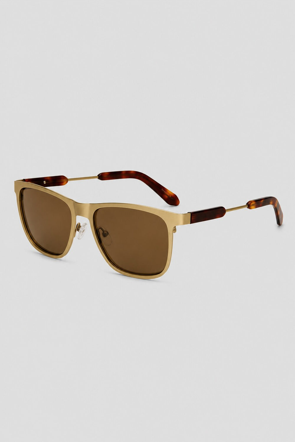 Olivier Marel Lisbon '63 gold polarized square sunglasses, side profile, unisex fit