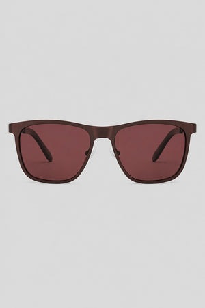 Olivier Marel Lisbon '63 gunmetal polarized square sunglasses in metal, front view