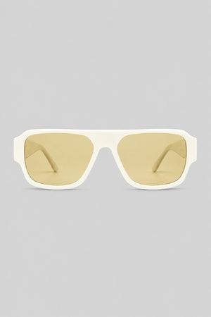 Olivier Marel Lucca '15 cream rectangle sunglasses in acetate, front view