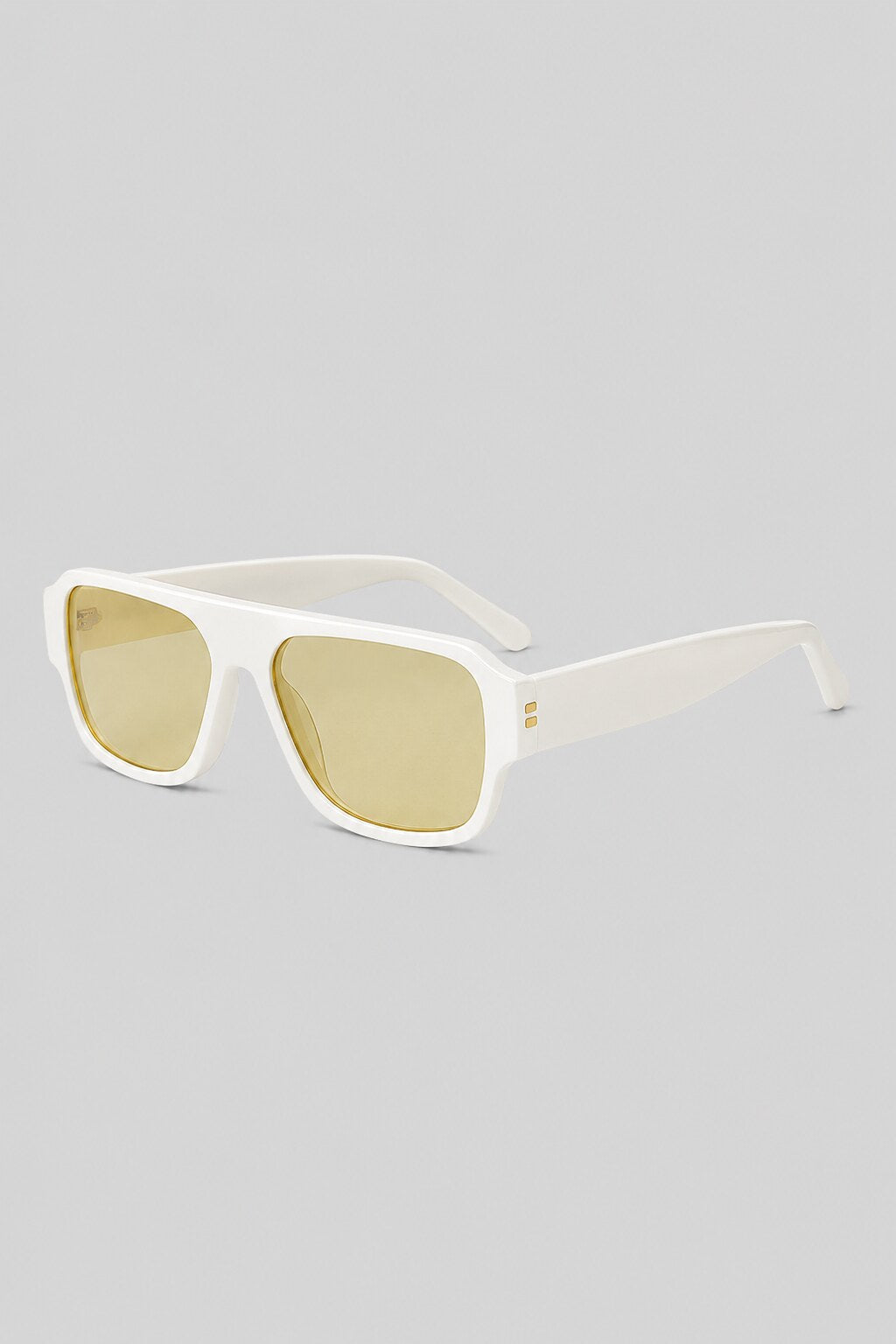 Olivier Marel Lucca '15 cream rectangle sunglasses, side profile, unisex fit