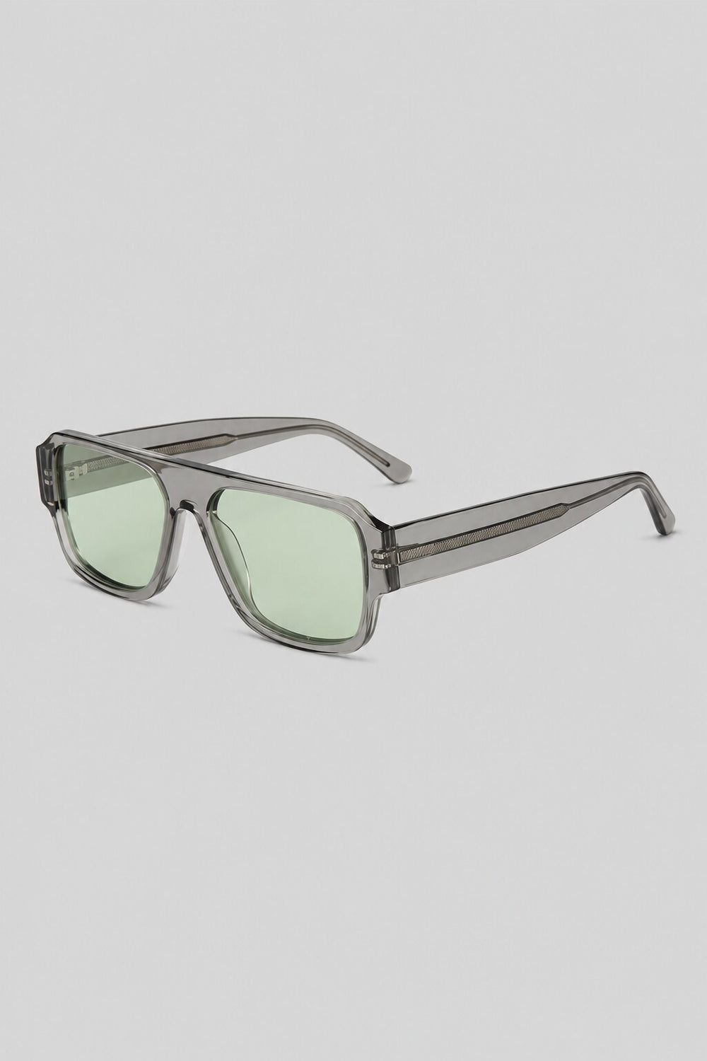Olivier Marel Lucca '15 green rectangle sunglasses, side profile, unisex fit