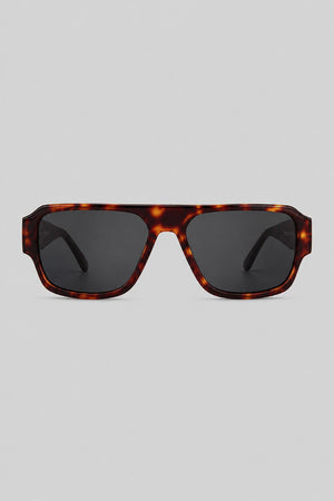 Olivier Marel Lucca '15 tortoiseshell rectangle sunglasses in acetate, front view