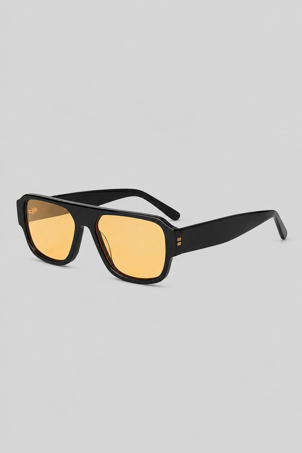 Olivier Marel Lucca '15 yellow rectangle sunglasses, side profile, unisex fit