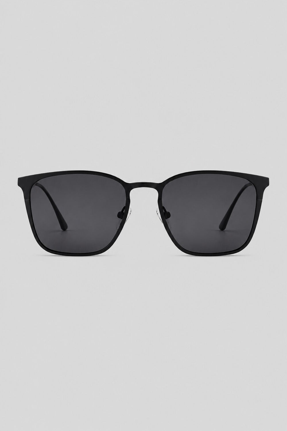 Olivier Marel Lucerne '84 black polarized square sunglasses in metal, front view