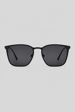 Olivier Marel Lucerne '84 black polarized square sunglasses in metal, front view