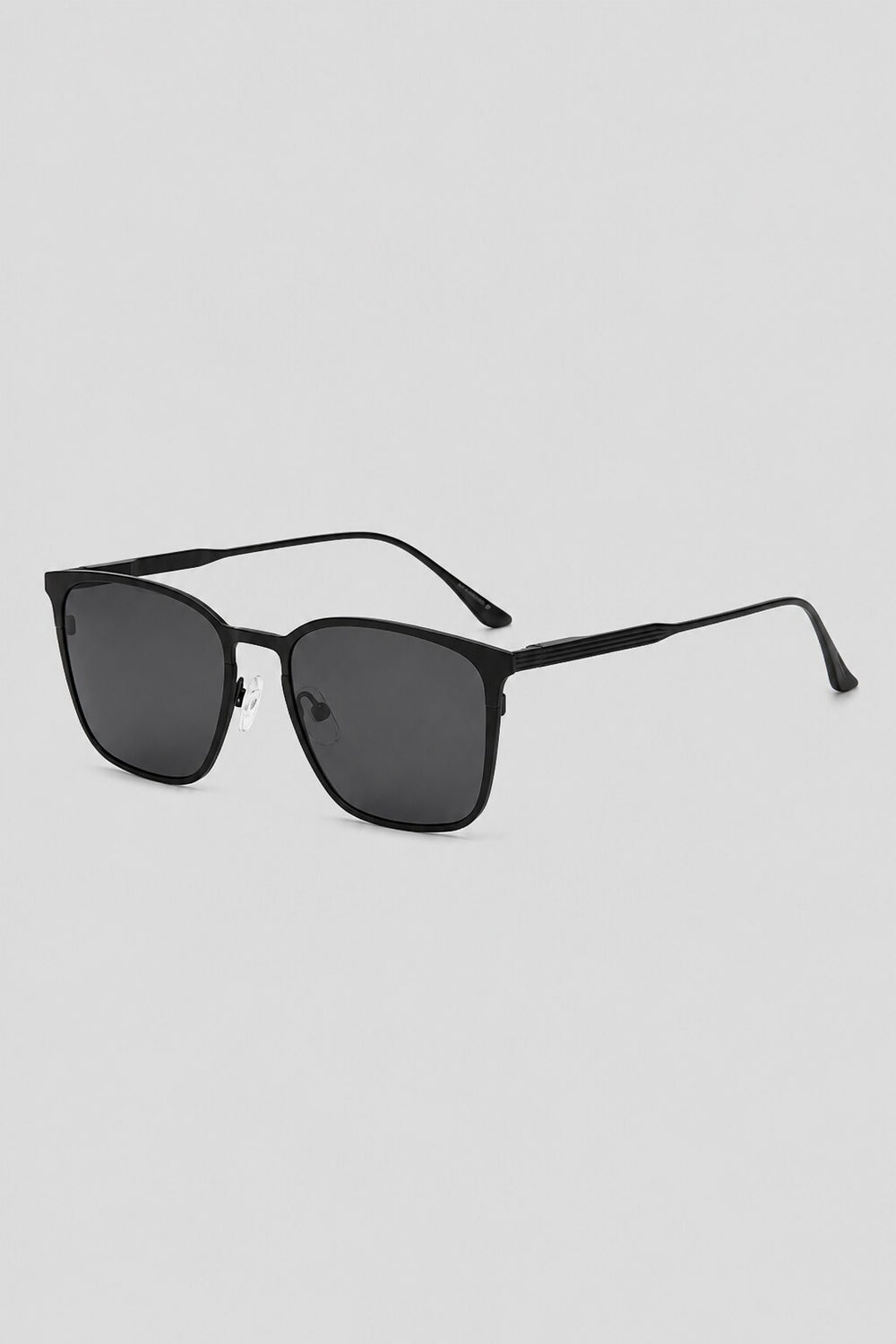 Olivier Marel Lucerne '84 black polarized square sunglasses, side profile, unisex fit