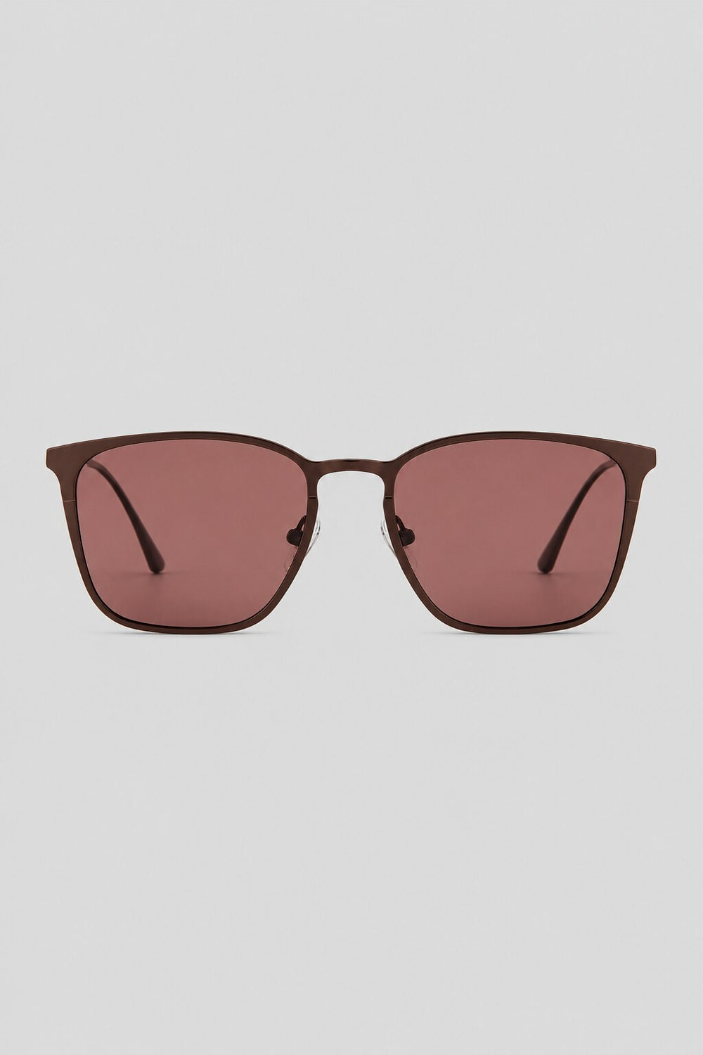 Olivier Marel Lucerne '84 bronze polarized square sunglasses in metal, front view