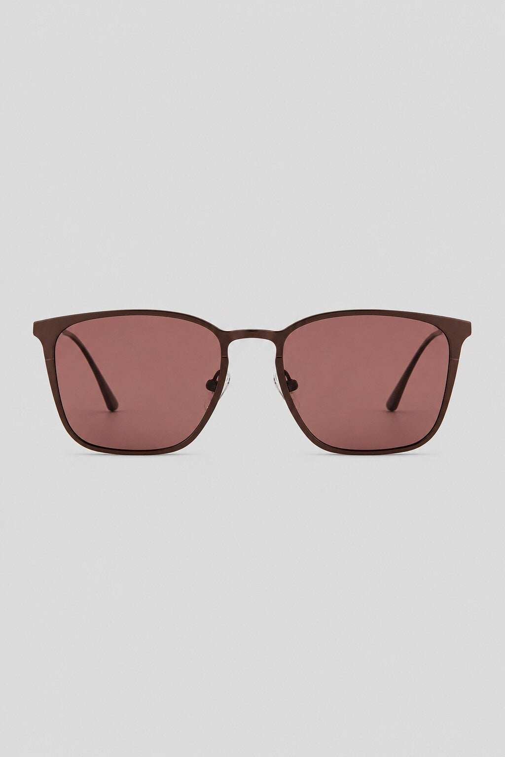 Olivier Marel Lucerne '84 bronze polarized square sunglasses in metal, front view