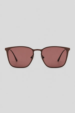 Olivier Marel Lucerne '84 bronze polarized square sunglasses in metal, front view